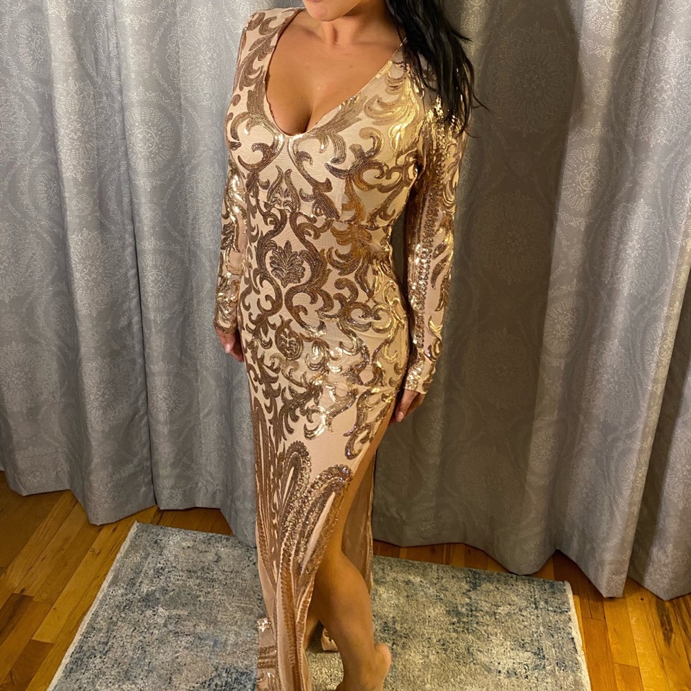Long gold gown